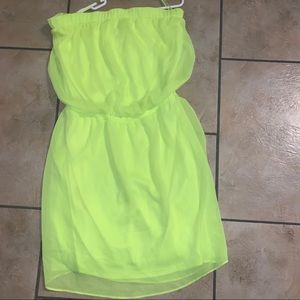 Express sz med lined neon strapless dress vguc